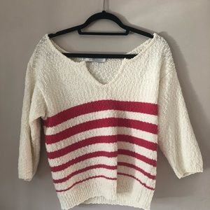 Anthropologie “Callahan” sweater cream and red